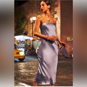 Reformation Joana Strapless Silk
Midi Dress, size L